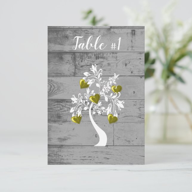 Carte de table Mariage Gold Tree of Hearts (Debout devant)
