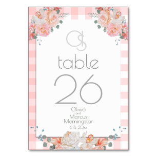 Carte de table mariage   Monogramme Coral Floral B
