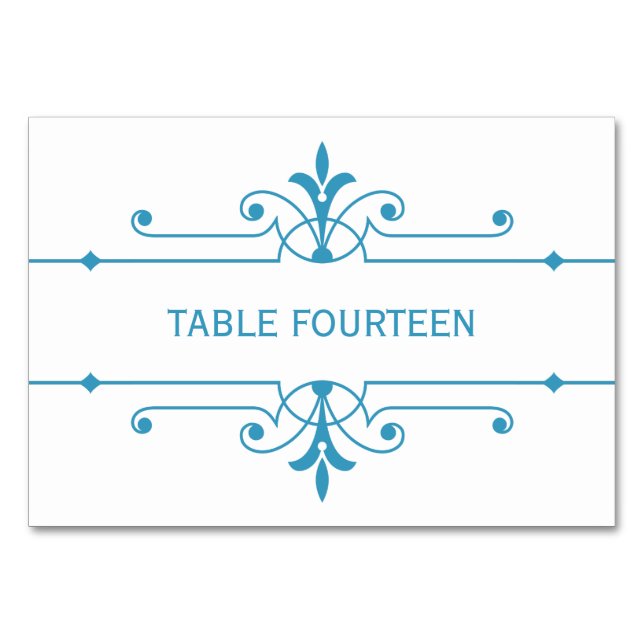 Carte de table Mariage ornementale Bleu v2 (Devant)