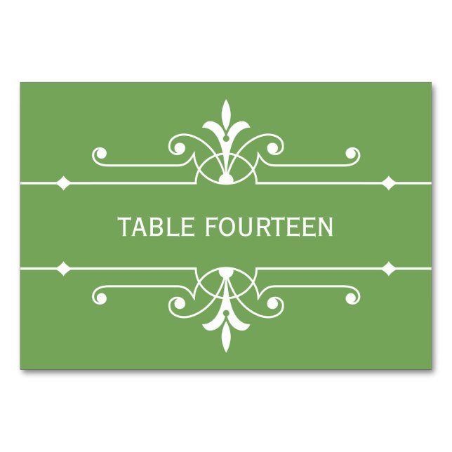 Carte de table Mariage ornementale Green Fancy (Devant)