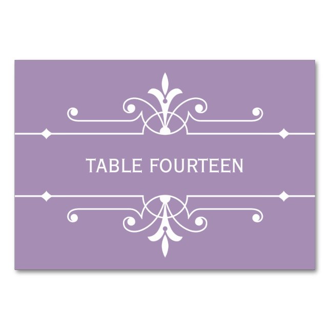 Carte de table Mariage ornementale violette fantai (Devant)