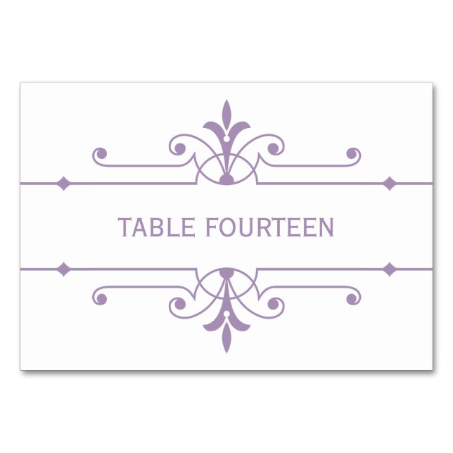 Carte de table Mariage ornementale violette v2 (Devant)