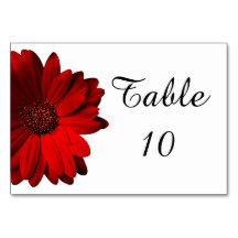 Carte de table Mariage Red Gerbera Daisy