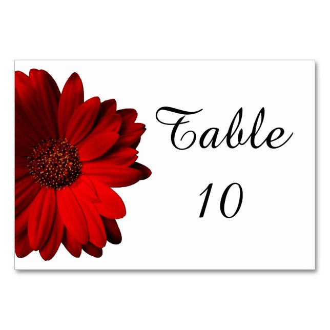 Carte de table Mariage Red Gerbera Daisy (Devant)