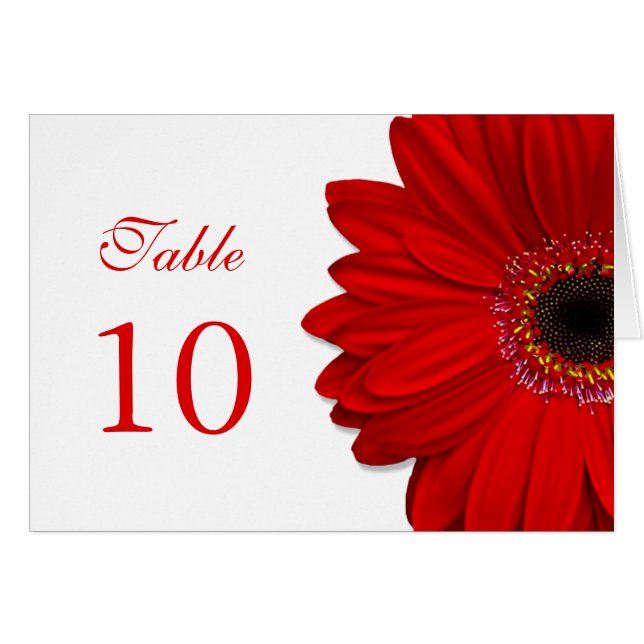 Carte de table Mariage Red Gerbera Daisy (Devant horizontal)