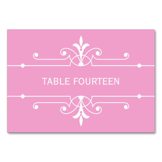 Carte de table Mariage rose fantaisie (Devant)