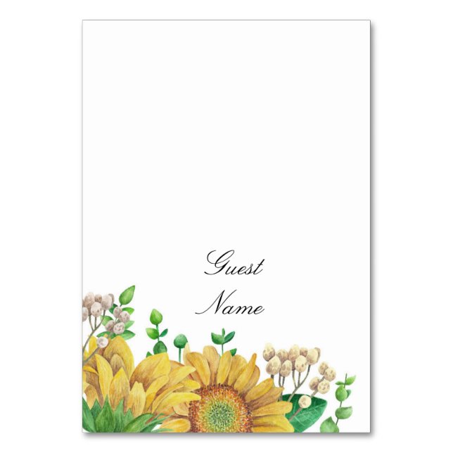 Carte de table mariage tournesol. Carte de nom rus (Par défaut)