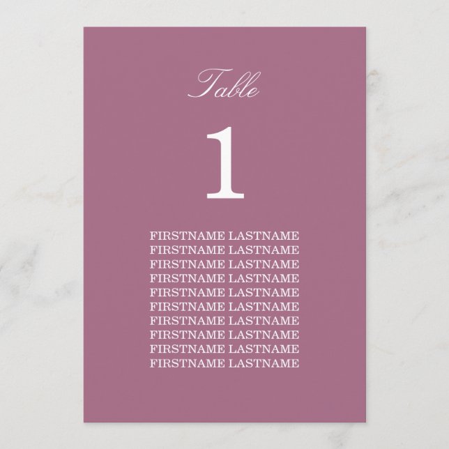Carte de table Mauve Noms d'invités (Devant)