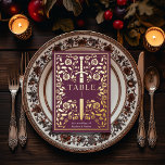 Carte de table Mauve Royal Medieval Mariage<br><div class="desc">Célébrez votre journée spéciale avec ce Mariage d'épée médiévale royale. Le design au dos de cette carte n'est PAS de la vraie feuille d'or. Les articles sont imprimés exactement comme ils apparaissent à l'écran. *** COMMENT COMMANDER *** S'il vous plaît customiser et ajouter chaque carte de numéro de table à...</div>