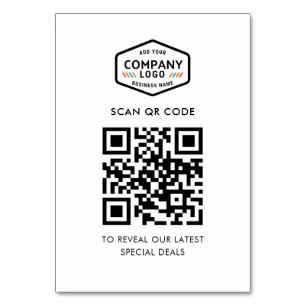 Carte de table minimaliste avec code QR et logo d'