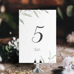 Carte de table minimaliste mariage rustique verte