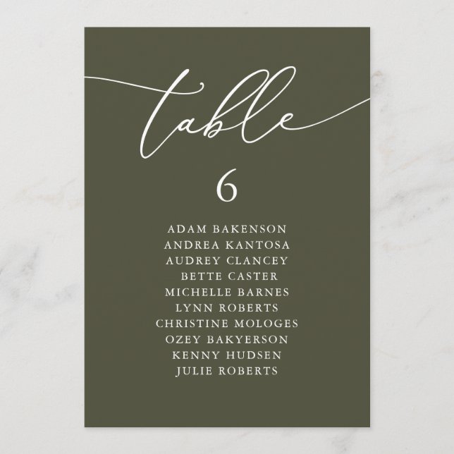 Carte de table moderne pour hôtes romantiques assi (Devant)