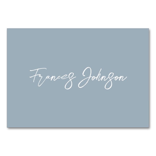 Carte de table nominative bleu poussiéreux (Devant)