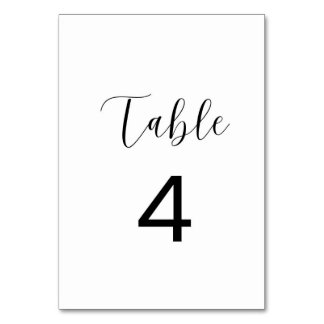 Carte de table numéro 4 minimaliste