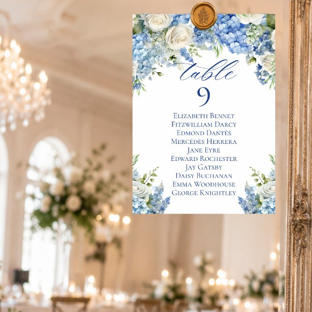 Carte de table numéro de la table avec Hortensia B (Créateur téléchargé)