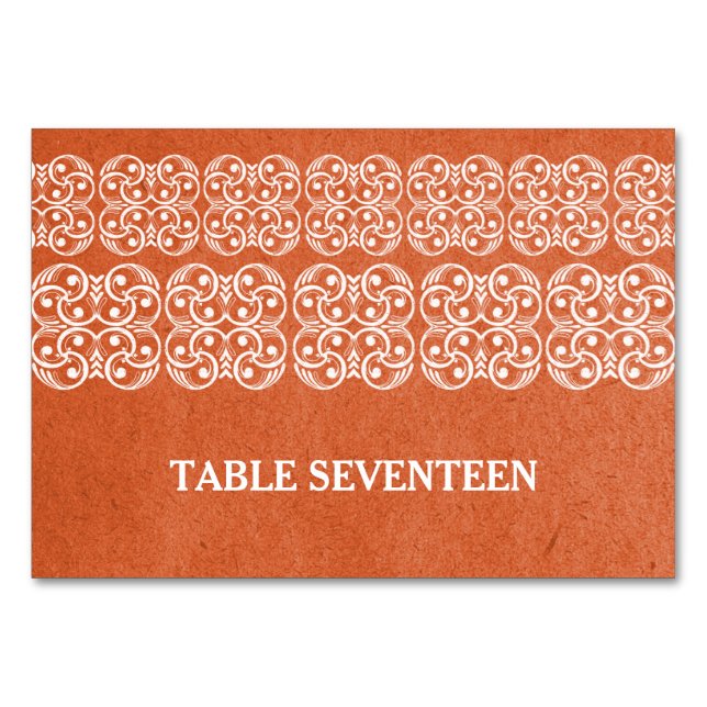 Carte de table Orange Moderne Bohème (Devant)