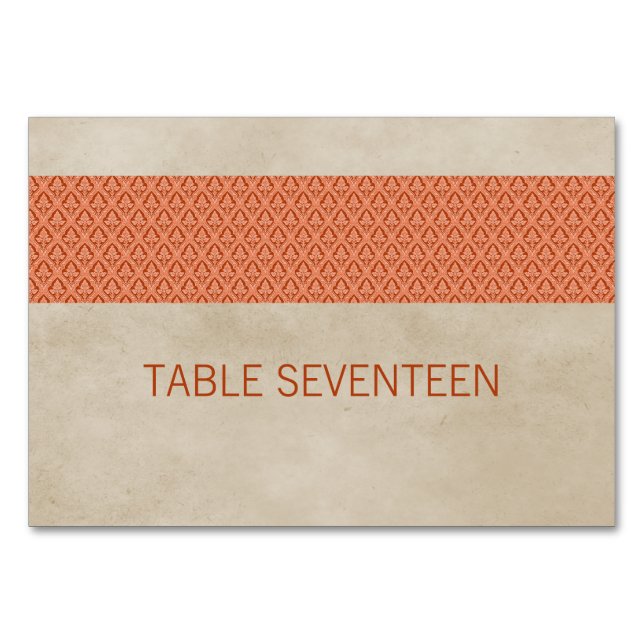 Carte de table Orange Rustique Damask (Devant)