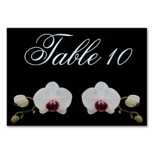 Carte de table - Orchidée blanche à lèvres rubis