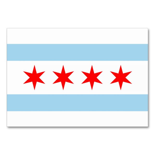 Carte de table patriotique avec Drapeau de Chicago (Devant)