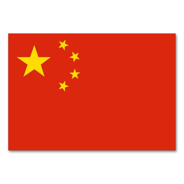 Carte de table patriotique avec Drapeau de Chine (Dos)