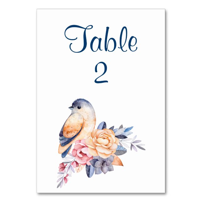 Carte de table personnalisable avec joli oiseau et (Par défaut)