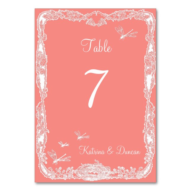 Carte de table personnalisée Dragonfly Garden Cora (Par défaut)