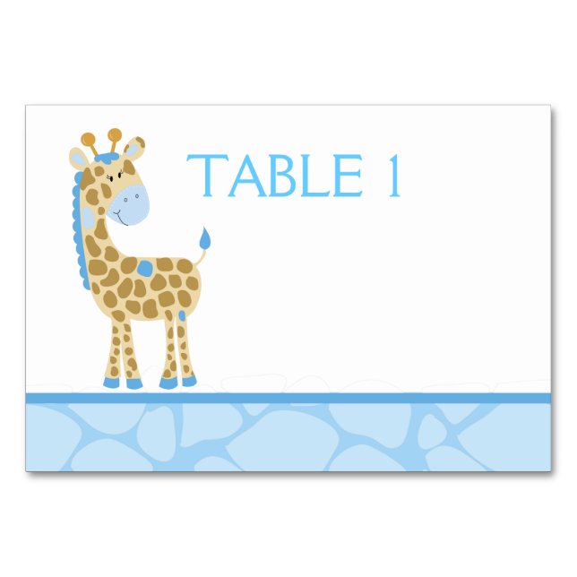 Carte de table personnalisée Giraffe bleue (Devant)