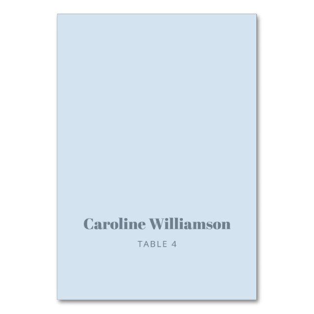 Carte de table personnalisée typographie bleu doux (Par défaut)