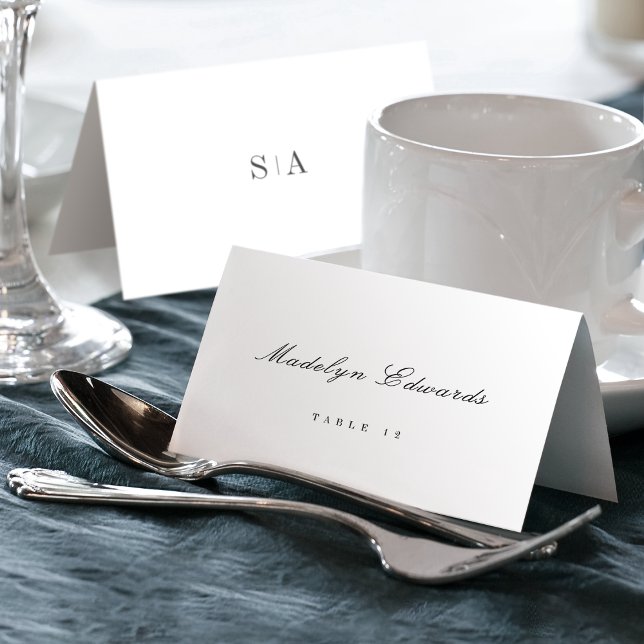 Carte de table pliable à monogramme sophistiqué mi (Sophisticated monogram minimal Foldable Place Card)