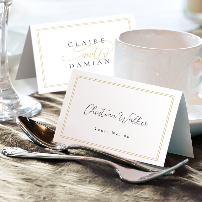 Carte de table pliable de mariage en écriture Simp (Simple Elegance Script Wedding Foldable Place Card)