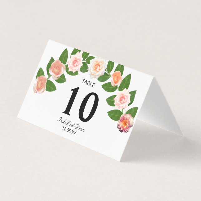 Carte de table pliable de mariage Fleurs de Laurie (Front)