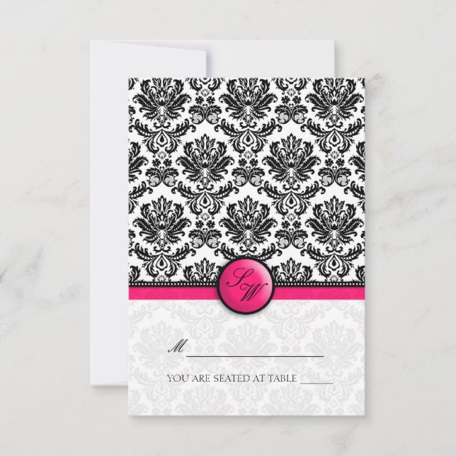 Carte de table pliable en damas rose vif pour tent (Devant)