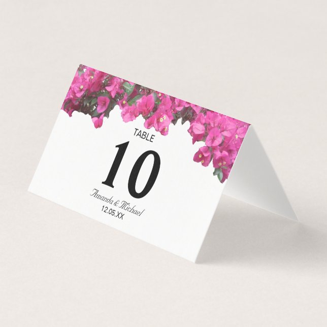 Carte de table pliable pour mariage floral tropica (Front)