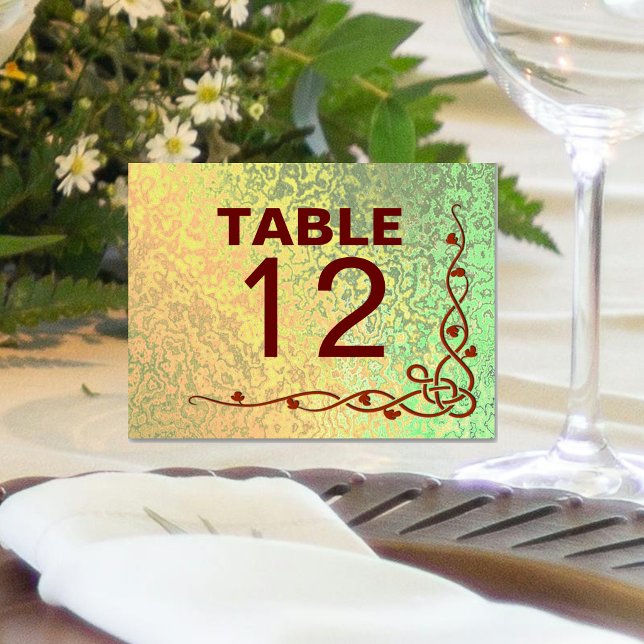 Carte de table pliée automne nuances vert jaune (Autumn Shades Green Yellow Wed Folded Table Card)