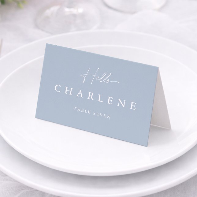 Carte de table pliée bleu poussiéreux pour mariage (Créateur téléchargé)