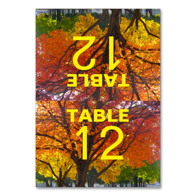 Carte de table pliée Mariage de feuilles d'automne (Par défaut)