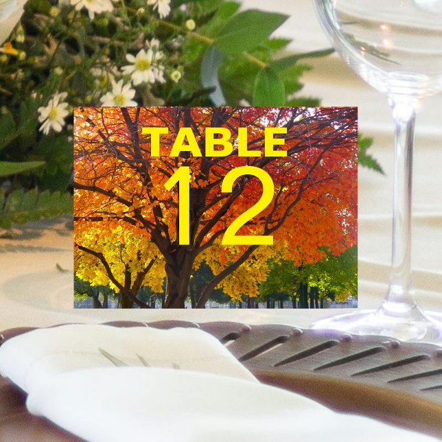 Carte de table pliée pour mariage aux feuilles d'a (Autumn Leaves Wedding Folded Table Card)