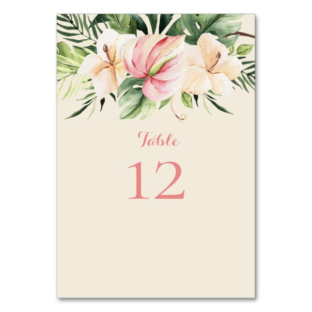 Carte de table Plumeria Tropical & Lily Flamingo (Par défaut)