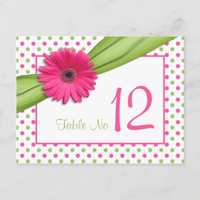 Carte de table Pois Mariage Rose Green Daisy (Devant)