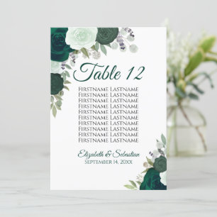 Carte de table pour Mariage Rose Emerald