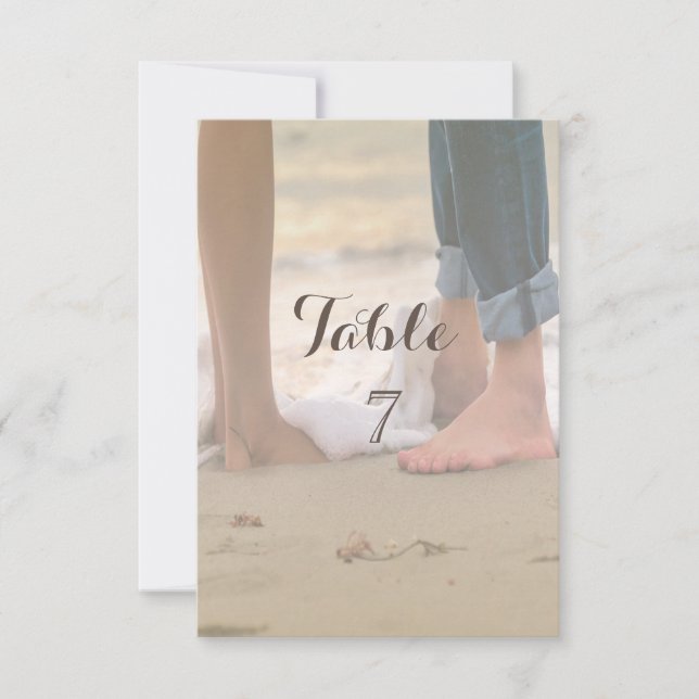Carte de table pour mariage sur la plage (Devant)