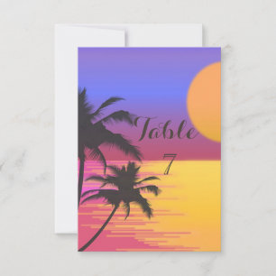 Carte de table pour mariage sur la plage Coucher d