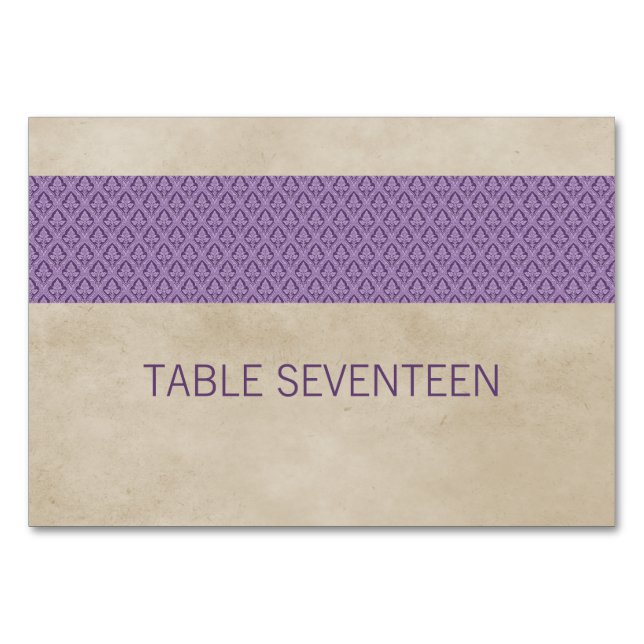 Carte de table pourpre Rustique Damask (Devant)