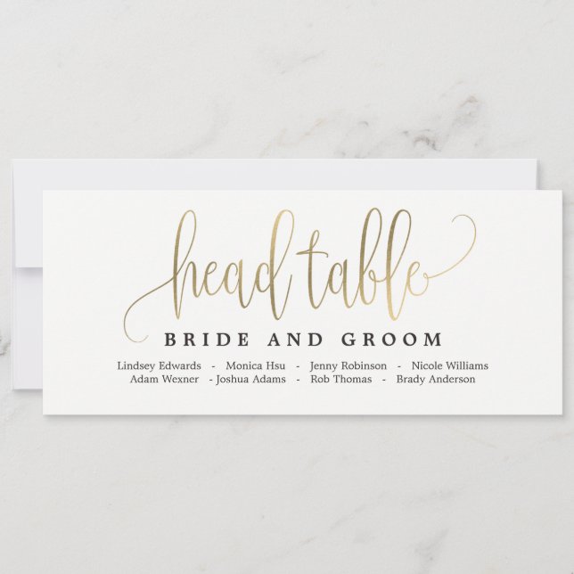 Carte de table principale - Jolie calligraphie (Devant)