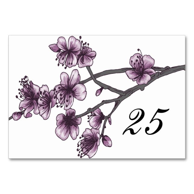 Carte de table Purple Simple Cherry Blossoms (Devant)