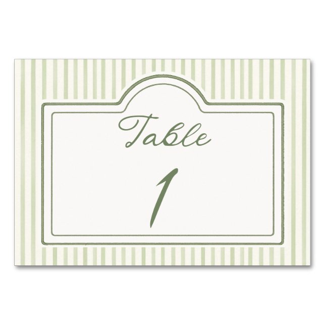 Carte de table rayée pour mariage vert (Devant)