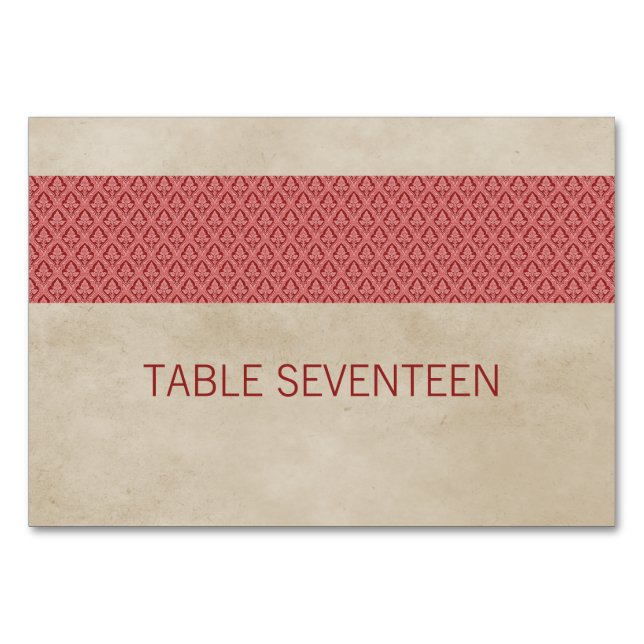 Carte de table Red Rustic Damask (Devant)