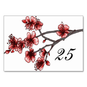 Carte de table Red Simple Cherry Blossoms