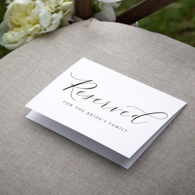 Carte de Table Réservée Élégante Mariage Romantiqu (Elegant Wedding Reserved Sign Tent - Folding Reserved Cards)