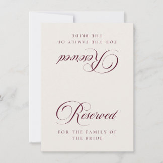 Carte de table réservée mariage Bourgogne ivoire c